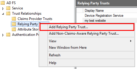 ADFS add RP