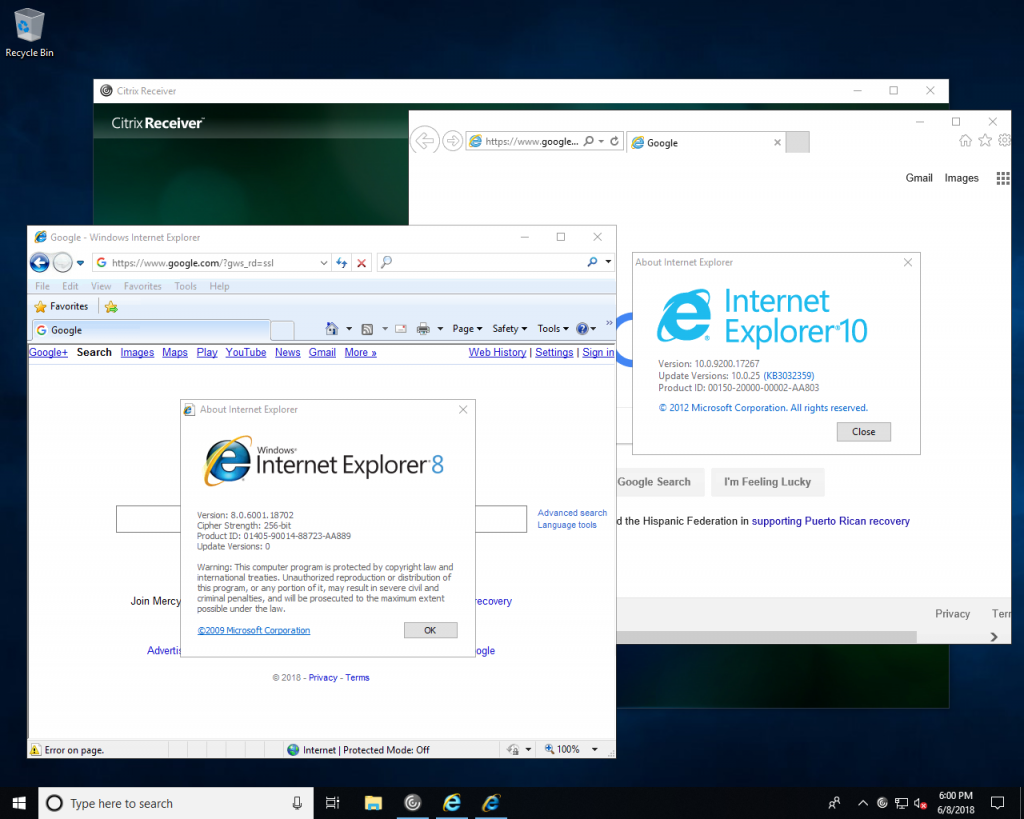 Citrix side-by-side IE