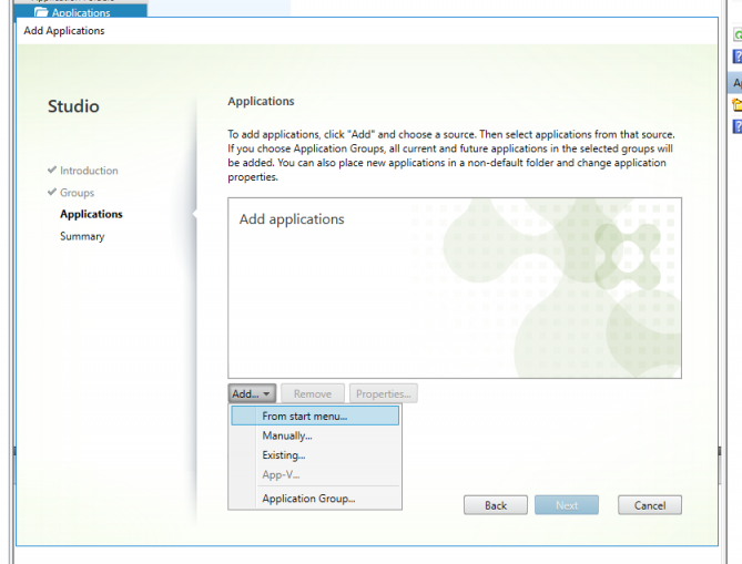 Citrix studio add application