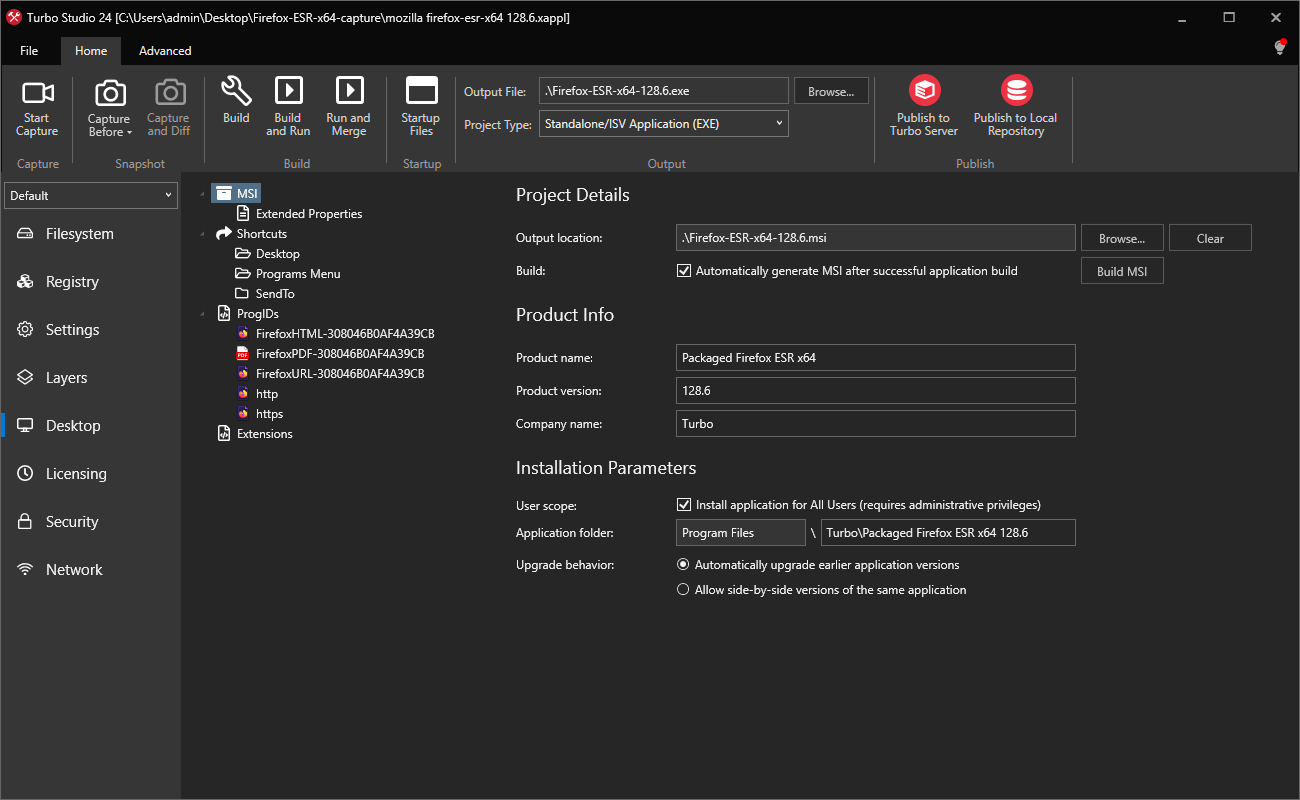 MSI Configuration Settings