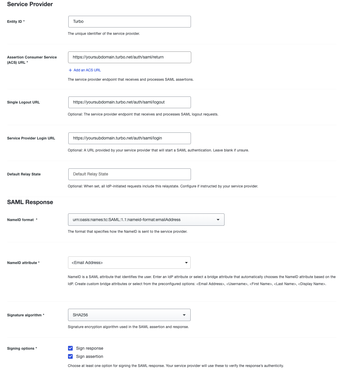 Duo 4 SAML Configuration