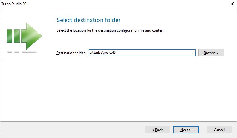 Turbo Studio Import JRE Destination Folder