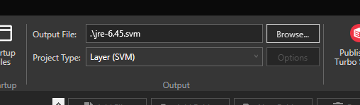 Turbo Studio Import JRE Output Options