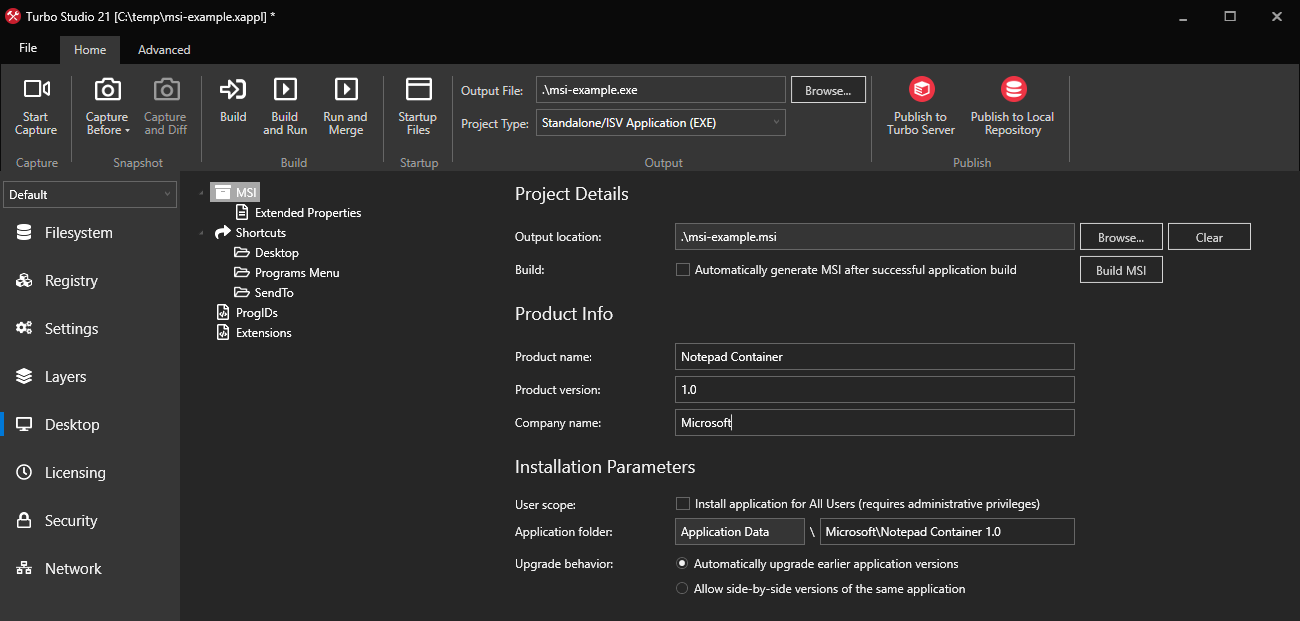 Turbo Studio MSI Project Example