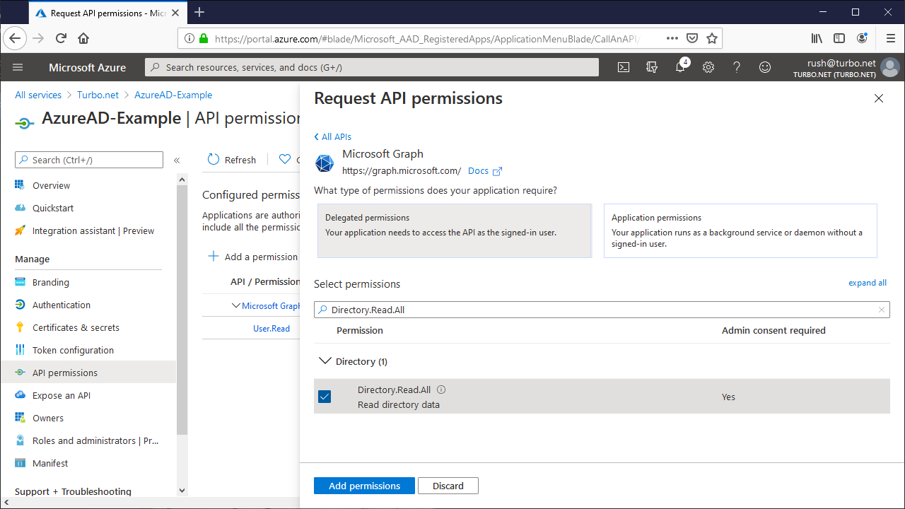 Azure AD API Permissions