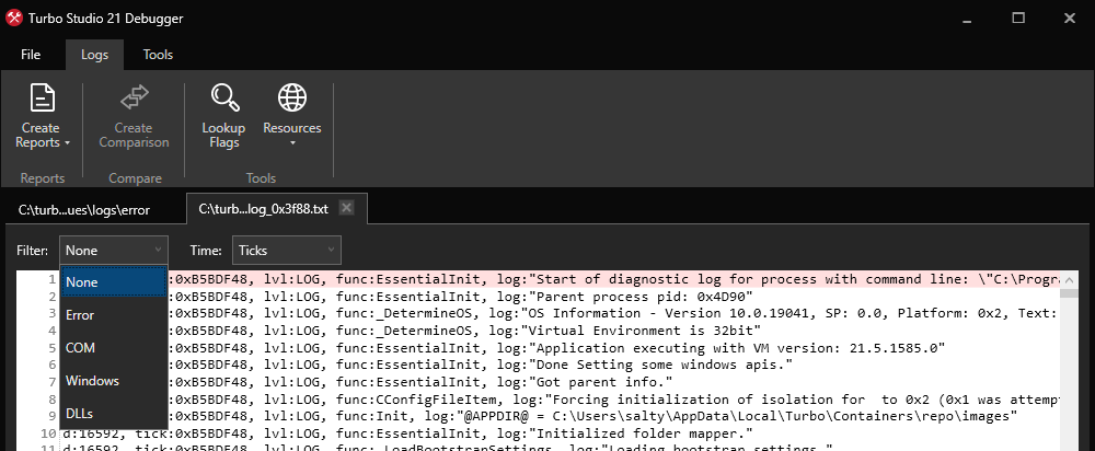 Process Log Filters