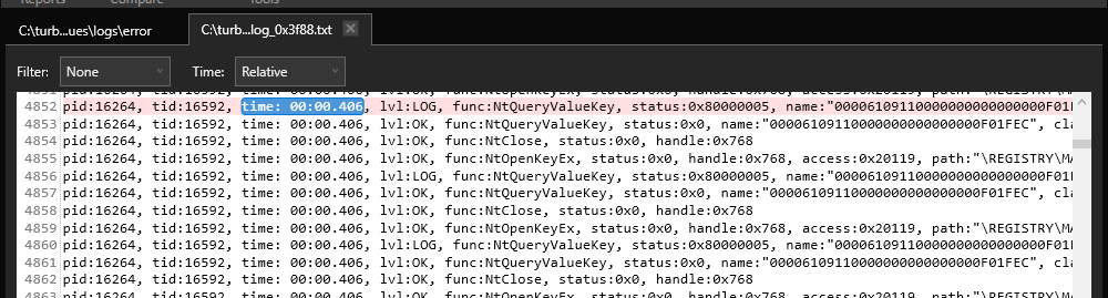 Process Log Relative Time