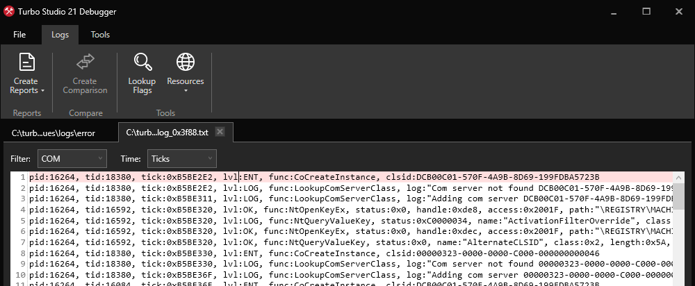 Process Log Filter COM