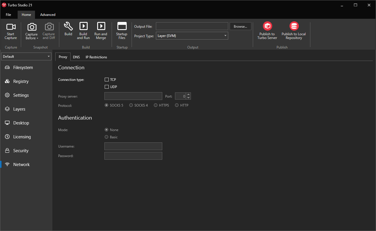 Turbo Studio Proxy Settings