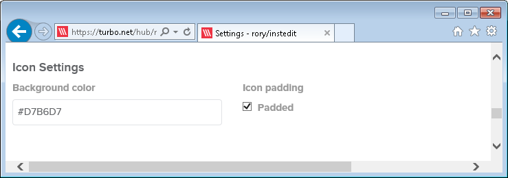 Studio published image icon settings