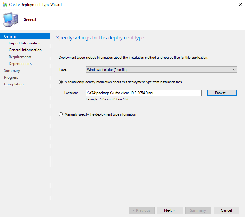 SCCM turbo app deployment type